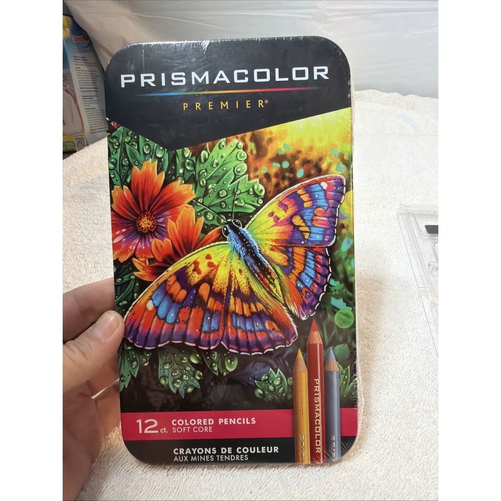 New Prismacolor Premier Soft Core Colored Pencils 12 Count Butterfly Tin SEALED